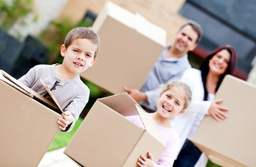 Chelsea removal van service transporting boxes and furniture
