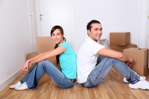 Moving van loading boxes for a Chelsea house removal