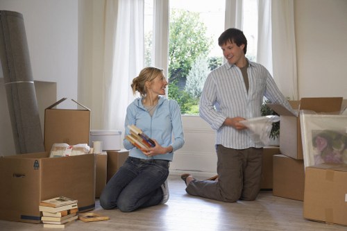 Local removal van ready for a Chelsea move with boxes and furniture