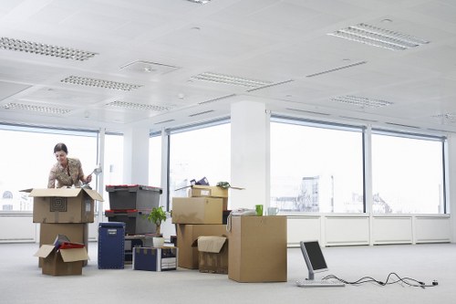 Chelsea property move with boxes and transport van